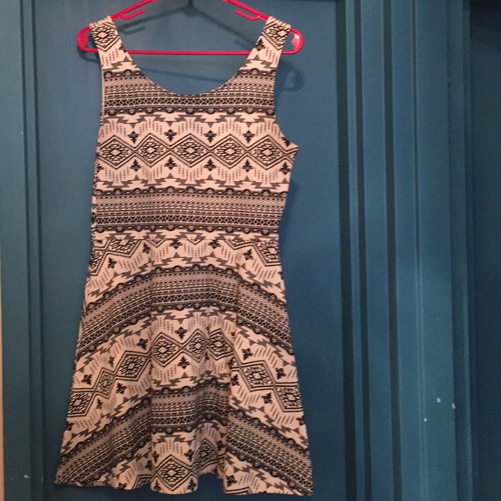 White and black tribal mini dress